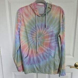 Surf Style Tie-Dye Hoodie Size Medium UPF 50+ Thin Summer Beach Sun